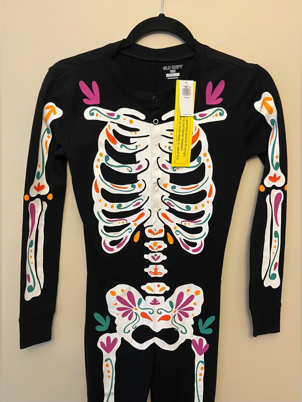 NWT Old Navy Unisex Dia De Los Muertos One Piece Skeleton Pajamas Size XL 12